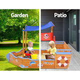 Keezi Kids Sandpit Wooden Boat Sand Pit with Canopy Bench Seat Beach Toys 165cm - Top-Down View