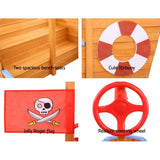 Keezi Kids Sandpit Wooden Boat Sand Pit with Canopy Bench Seat Beach Toys 165cm - Rear View