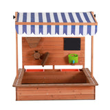 Keezi Kids Sandpit Wooden Canopy Sandbox With Cover Funnel Outdoor Toys 110cm - Side View