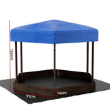 Keezi Kids Sandpit Wooden Hexagon Sand Pit with Canopy Outdoor Beach Toys 182cm - Front View