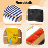 Keezi Kids Sandpit Wooden Sandbox Sand Pit with Canopy Water Basin Toys 146cm - 45-Degree Angle