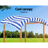 Keezi Kids Sandpit Wooden Sandbox Sand Pit with Canopy Water Basin Toys 146cm - 45-Degree Angle