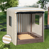 Keezi Kids Sandpit Wooden Sandbox Sand Pit with Canopy Window Water Basin 120cm - Rear View