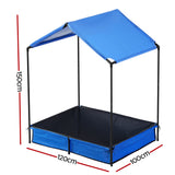 Keezi Outdoor Canopy Sandpit for Kids - 120cm Metal Sandbox with UV Protection Cover - Front View