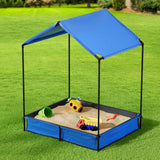 Keezi Outdoor Canopy Sandpit for Kids - 120cm Metal Sandbox with UV Protection Cover - 45-Degree Angle