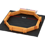 Keezi Kids Sandpit Wooden Round Sand Pit with Cover Bench Seat Beach Toys 182cm - Front View