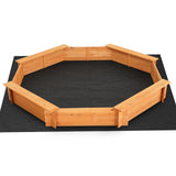 Keezi Kids Sandpit Wooden Round Sand Pit with Cover Bench Seat Beach Toys 182cm - Side View