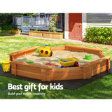 Keezi Kids Sandpit Wooden Round Sand Pit with Cover Bench Seat Beach Toys 182cm - Top-Down View