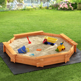 Keezi Kids Sandpit Wooden Round Sand Pit with Cover Bench Seat Beach Toys 182cm - Close-Up Angle