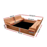 Keezi Kids Sandpit Wooden Sandbox Sand Pit Foldable Seat Outdoor Beach Toys 90cm - Front View