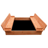 Keezi Kids Sandpit Wooden Sandbox Sand Pit Foldable Seat Outdoor Beach Toys 90cm - Side View