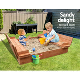 Keezi Kids Sandpit Wooden Sandbox Sand Pit Foldable Seat Outdoor Beach Toys 90cm - Top-Down View