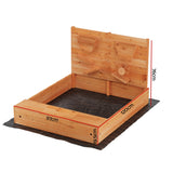 Keezi Kids Sandpit Wooden Sandbox Sand Pit with Cover Funnel Outdoor Toys 120cm - Front View