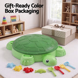 Keezi Kids Sandpit Turtle Sandbox Toys with Umbrella Lid Green 8 Accessories 3+ - Extra Image