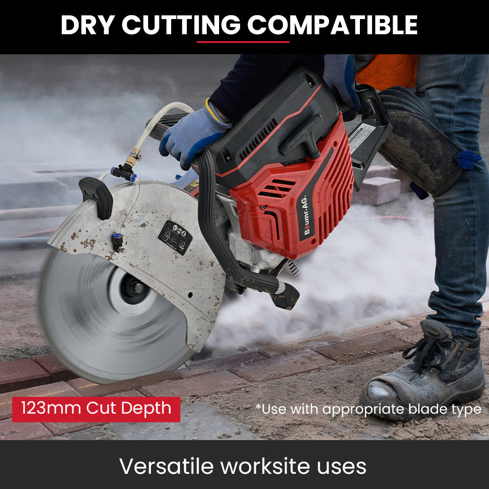 BAUMR-AG 350mm Professional Concrete Demolition Saw 74cc 2-Stroke, Wet and Dry Demo Cutting, 14' Diamond Blade, Anti-Vibration System