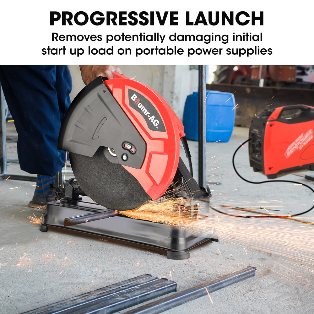 Baumr-AG 2400W 355mm 14' Metal Cut Off Cold Saw, Soft Start, 45 Degree Mitre Chop