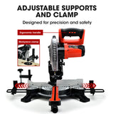BAUMR-AG 210mm Sliding Compound Mitre Drop Saw and Adjustable Stand Combo - Top-Down View