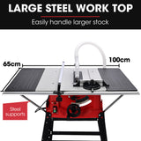 BAUMR-AG 2000W 255mm 10' Compound Table Saw, with Stand, Expandable Worktop, Vacuum Port, 45 Degree Bevel, +/- 45 Degree Mitre, Anti-tip
