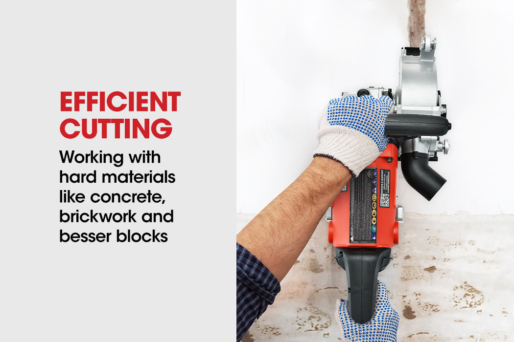 BAUMR-AG 125mm Wall Chaser with Dual Handles, Wet Cutting System, 4 Diamond Blades, Adjustable Depth