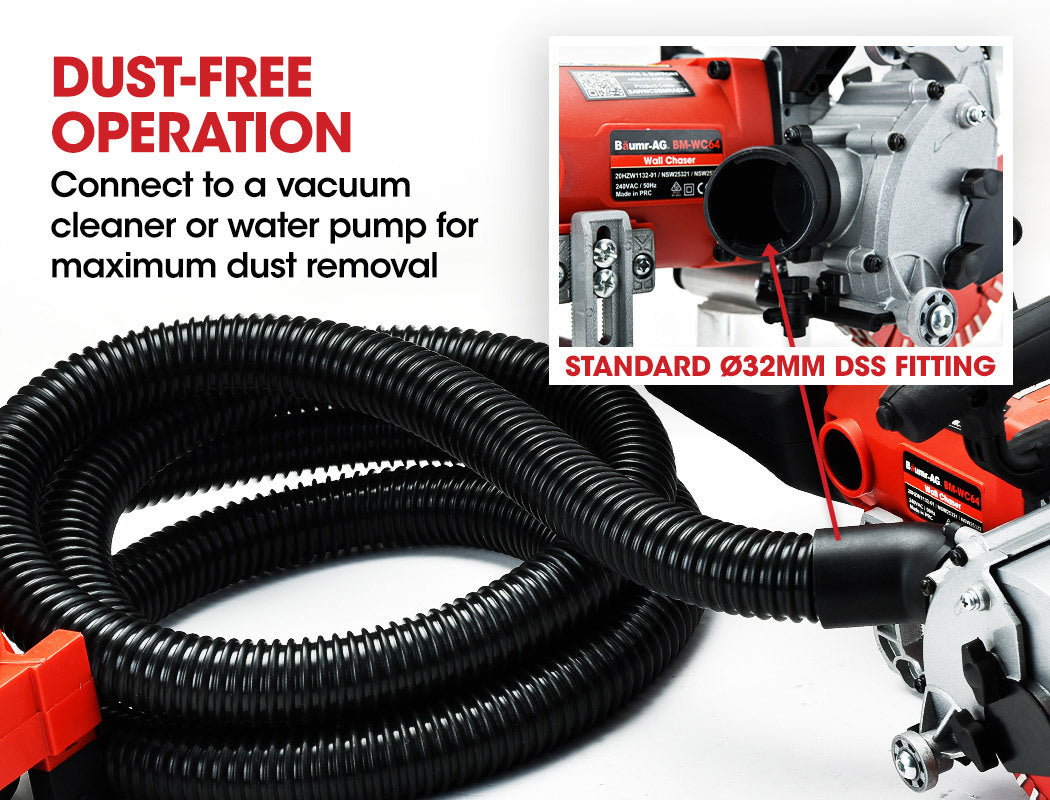 BAUMR-AG 125mm Wall Chaser with Dual Handles, Wet Cutting System, 4 Diamond Blades, Adjustable Depth