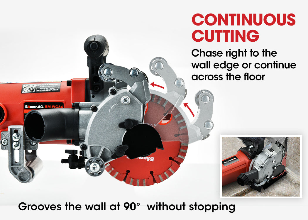 BAUMR-AG 2000W 125mm Wall Chaser and 900W Vacuum Dust Collector Combo, with 4 Diamond Blades