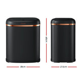 Devanti 38L Motion Sensor Bin Rubbish Automatic Black - Front View