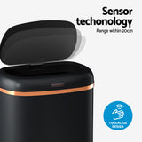 Devanti 38L Motion Sensor Bin Rubbish Automatic Black - Top-Down View