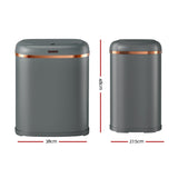 Devanti 38L Motion Sensor Bin Rubbish Automatic Grey - Front View