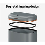 Devanti 38L Motion Sensor Bin Rubbish Automatic Grey - Top-Down View