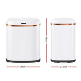 Devanti 38L Motion Sensor Bin Rubbish Automatic White - Front View