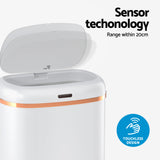 Devanti 38L Motion Sensor Bin Rubbish Automatic White - Top-Down View