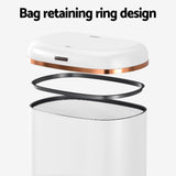 Devanti 38L Motion Sensor Bin Rubbish Automatic White - 45-Degree Angle