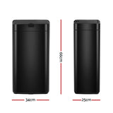Devanti 45L Motion Sensor Bin Rubbish Automatic Black - Front View