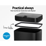 Devanti 45L Motion Sensor Bin Rubbish Automatic Black - 45-Degree Angle
