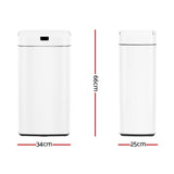 Devanti 45L Motion Sensor Bin Rubbish Automatic White - Front View