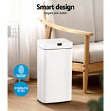 Devanti 45L Motion Sensor Bin Rubbish Automatic White - Top-Down View