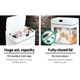 Devanti 45L Motion Sensor Bin Rubbish Automatic White - Close-Up Angle