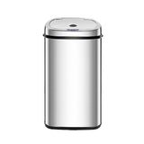 Devanti 50L Motion Sensor Bin Rubbish Automatic Silver - Side View
