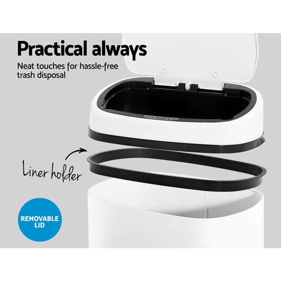 Devanti 58L Motion Sensor Bin Rubbish Automatic White, image 6