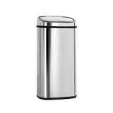Devanti 68L Motion Sensor Bin Rubbish Automatic Silver - Low Angle