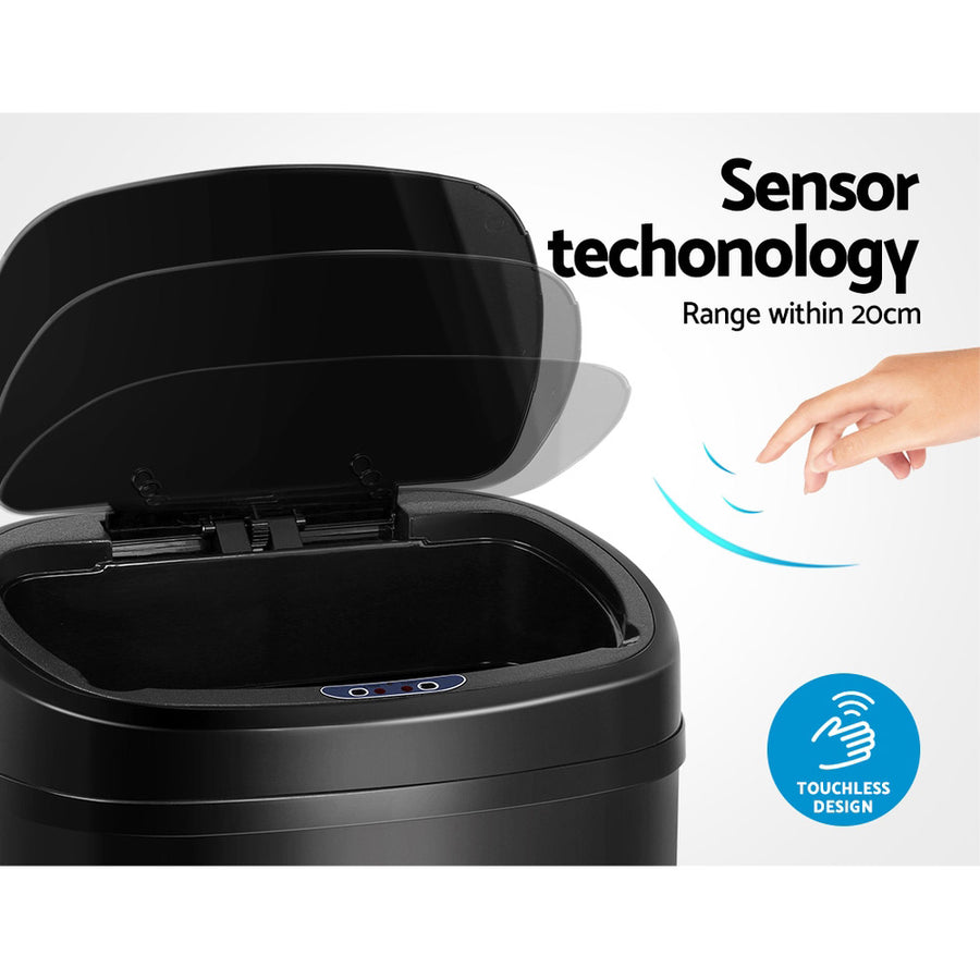 Devanti 68L Motion Sensor Bin Rubbish Automatic Black, image 3