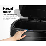 Devanti 68L Motion Sensor Bin Rubbish Automatic Black - Top-Down View