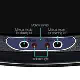 Devanti 68L Motion Sensor Bin Rubbish Automatic Black - Close-Up Angle