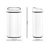 Devanti 68L Motion Sensor Bin Rubbish Automatic White - Front View