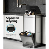 Devanti 70L Motion Sensor Bin Pedal Bins Automatic Siver - Top-Down View