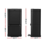 Devanti 70L Motion Sensor Bin Pedal Bins Automatic Black, image 2