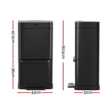 Devanti 70L Motion Sensor Bin Pedal Bins Automatic Black - Front View