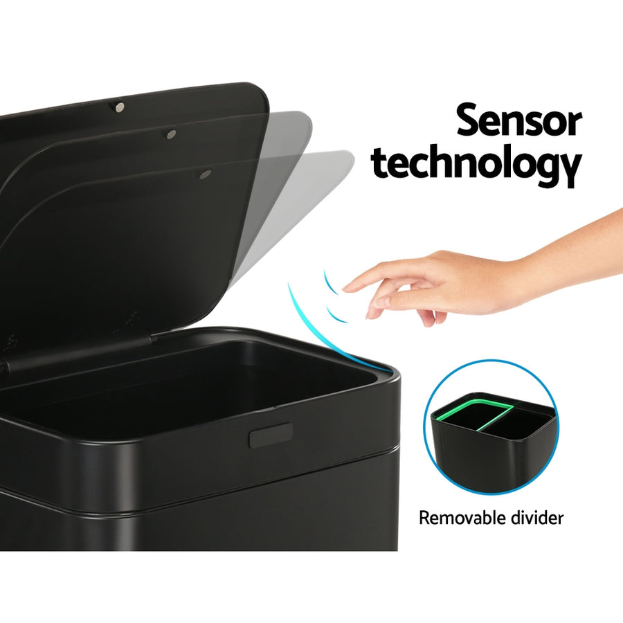 Devanti 70L Motion Sensor Bin Pedal Bins Automatic Black, image 4