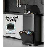 Devanti 70L Motion Sensor Bin Pedal Bins Automatic Black - 45-Degree Angle