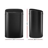 Devanti 82L Motion Sensor Bin Rubbish Automatic Black - Front View